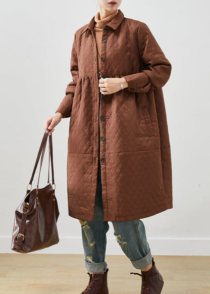 Brown Oversized Fine Cotton Filled Winter Coats
