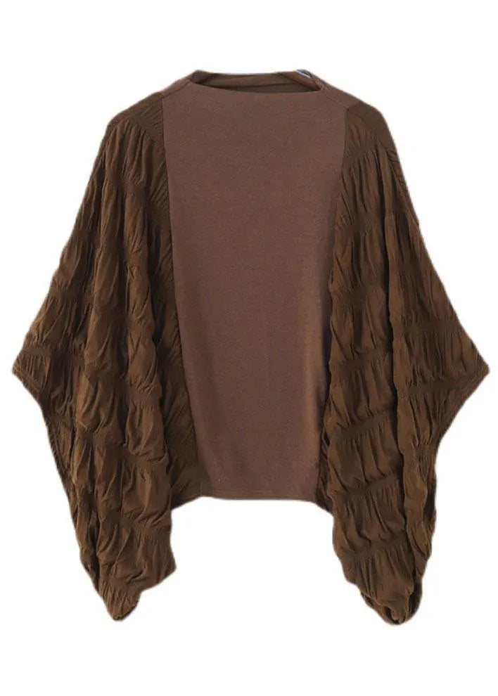 Style Chocolate Patchwork Wrinkled Top Fall