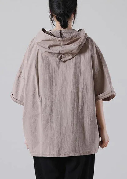 Khaki Low High Design Cotton Summer Shirt