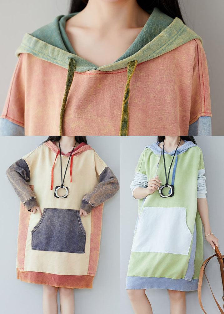 Beige Patchwork Sweatshirts Dresses Spring