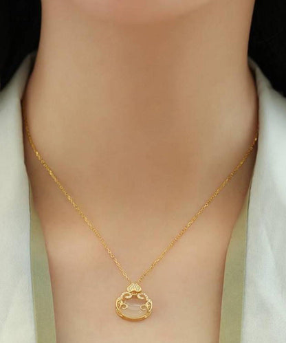 Gold Sterling Silver Overgild Zircon Jade Pendant Necklace