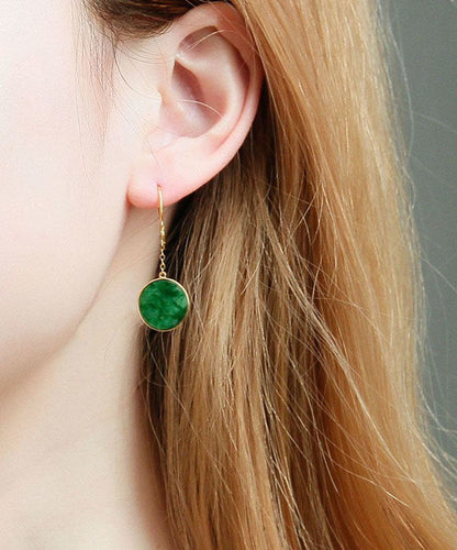 Art Green 18k Gold Jadeite Drop Earrings