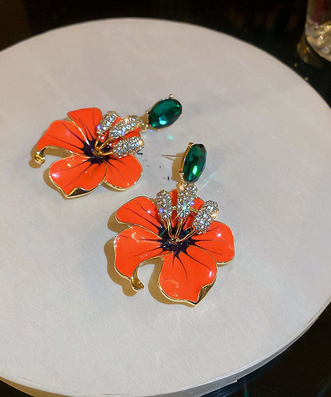 Orange Sterling Silver Zircon Oil Dirp Drop Earrings