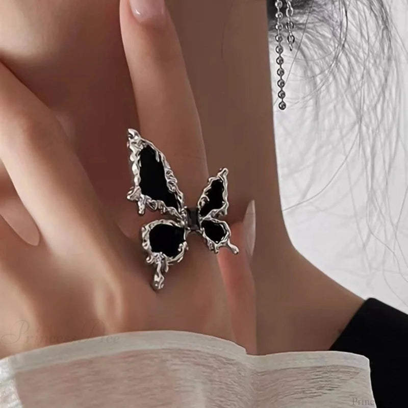 Rebellious Dark Bat Wing Ring