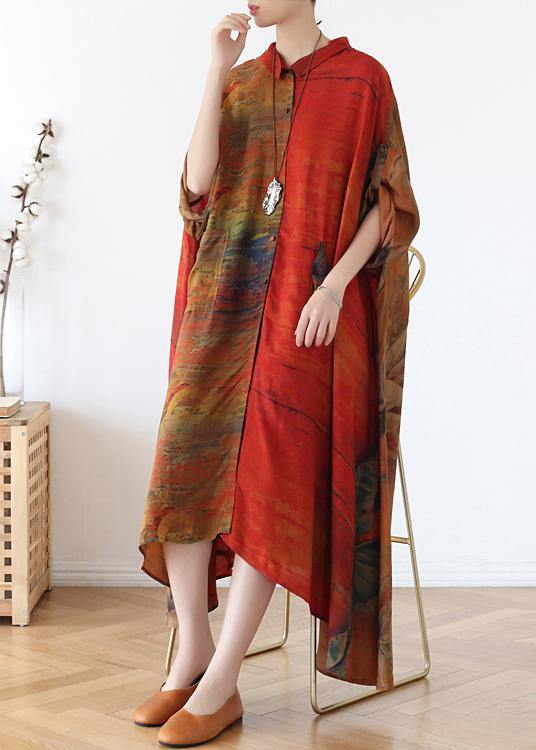Chocolate Print Button Spring Chiffon Dress