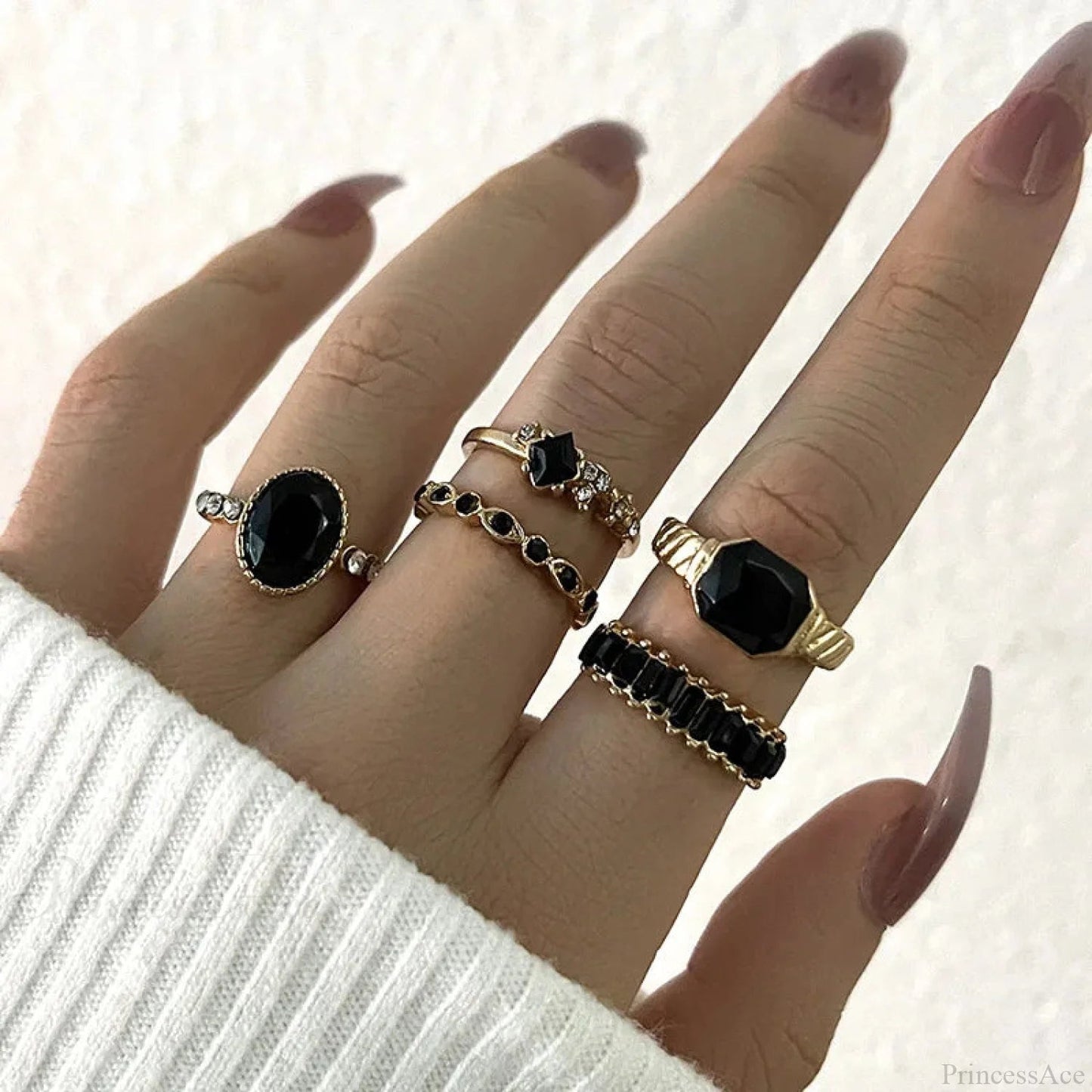 Antique Ebony Crystal Geometric Gothic Band