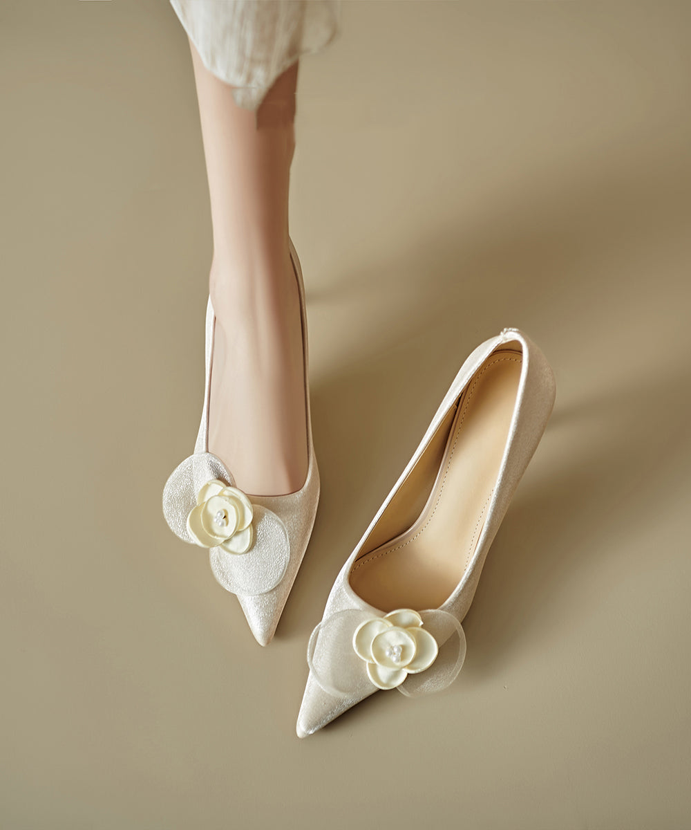 Apricot High Heels Stiletto Splicing Pointed Toe