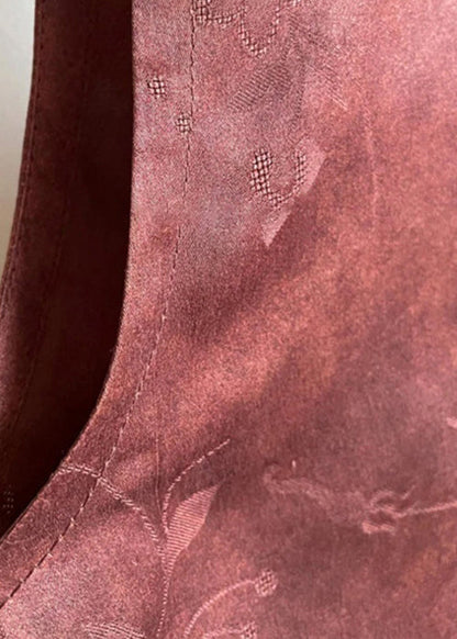 Brown V Neck Lace Up Cotton Tank Sleeveless