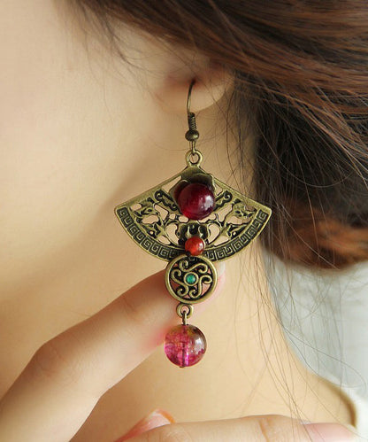 Crystal Patchwork Hollow Out Metal Drop Earrings