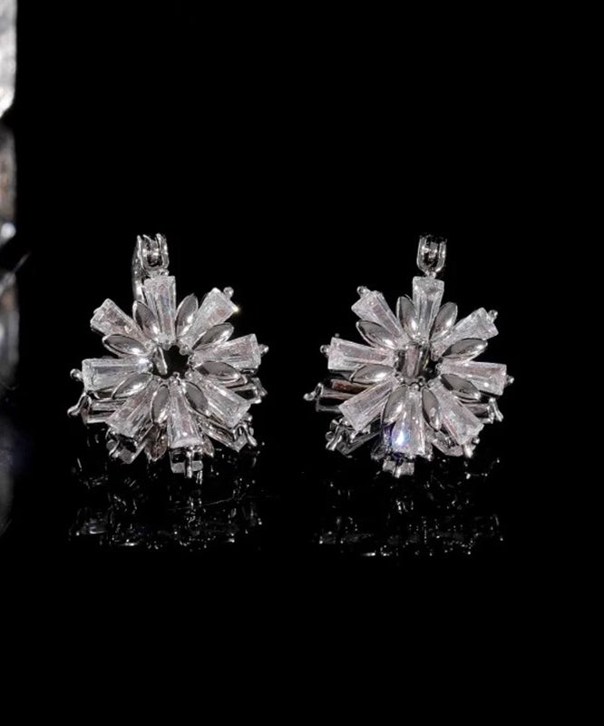 Silk Copper Zircon Snowflake Hoop Earrings
