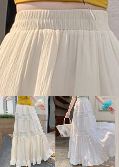 Apricot Elastic Waist a Line Skirts