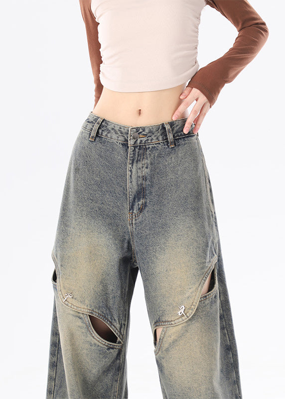 American Style Blue Ripped Jeans Spring