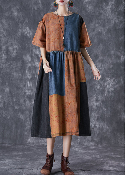 Colorblock Oversized Patchwork Cotton Dresses Summer