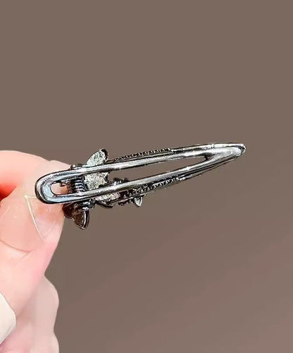 Black Alloy Zircon Coloured Glaze Butterfly Hairpin