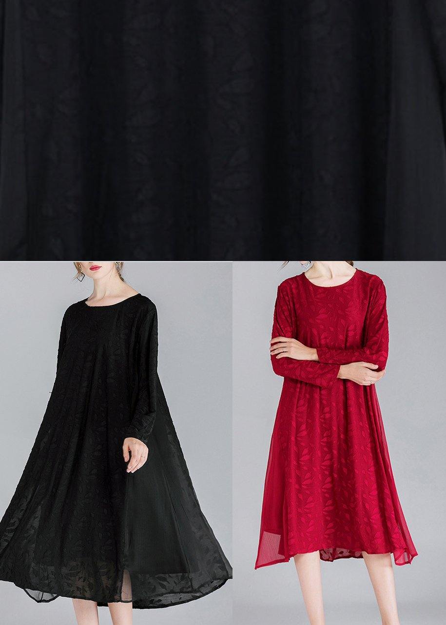 French Mulberry O-neck Chiffon a Line Skirts Spring Summer Vacation Dresses