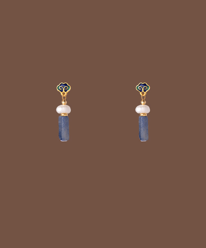 Classy Multicolor Copper Drip Glaze Pearl Drop Earrings