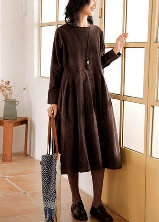 Brown Corduroy Dress Spring Maxi Dresses