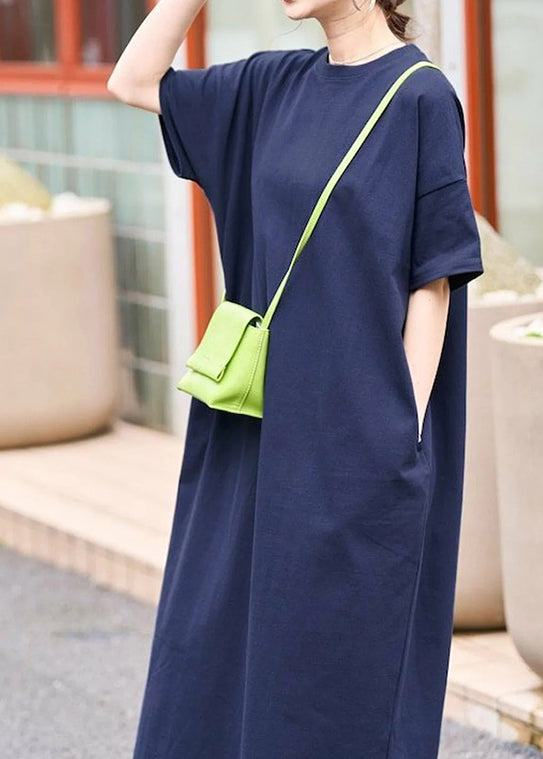 Navy Oversized Cotton Long Dresses Summer