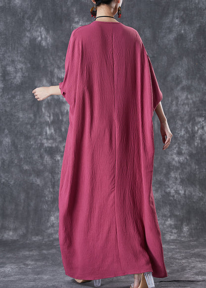 Red Oversized Lengthen Cotton Robe Dresses Fall