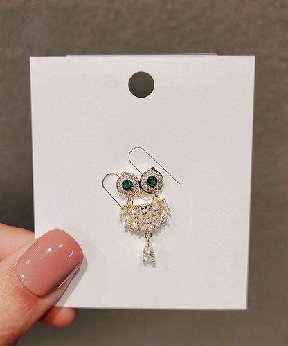 Boutique Gold Alloy Zircon Crystal Owl Brooches