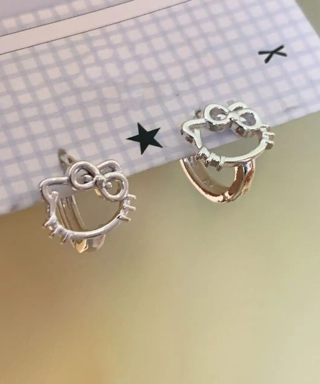 Diy Copper Zircon Kt Cat Stud Earrings