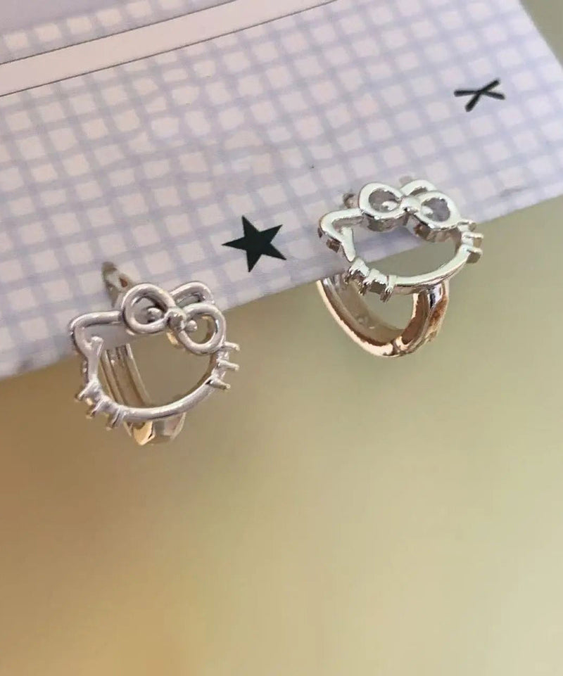 Diy Copper Zircon Kt Cat Stud Earrings