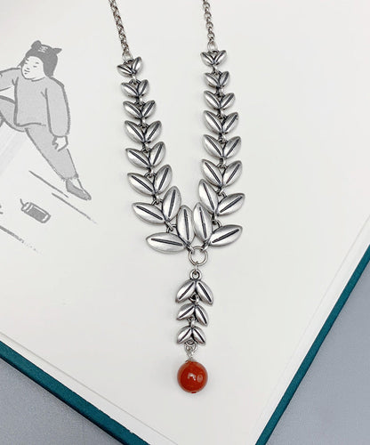 Ear of Wheat Patchwork Silver Pendant Necklace