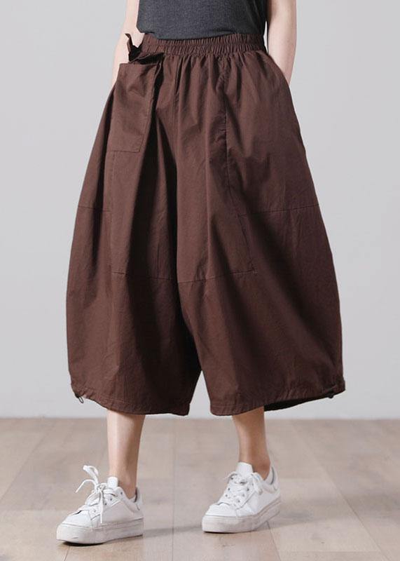 Chocolate Elastic Waist Wide Leg Pants Trousers Cotton