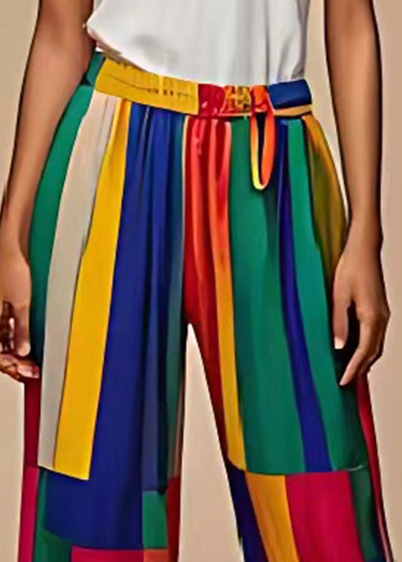 Colorblock Oversized Patchwork Chiffon Straight Pants Summer