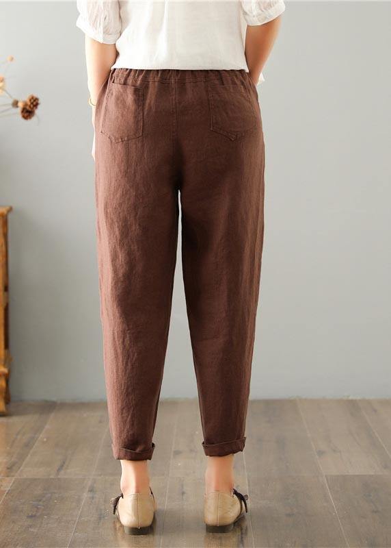 Chocolate Cotton Linen Summer Pants