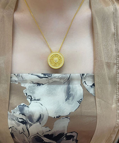 Diy Gold Sterling Silver Overgild Zircon Round Pendant Necklace