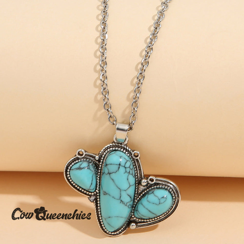 Western Alien Cactus Turquoise Necklace