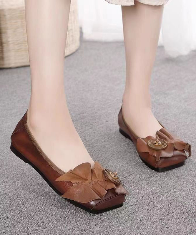 Red Flat Shoes for Cowhide Leather Splicing