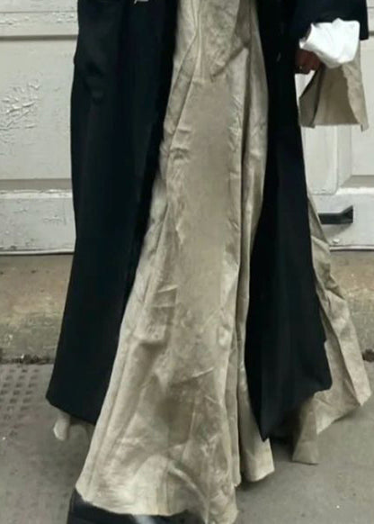 New Black Embroideried Cozy Cotton Long Cardigan Long Sleeve