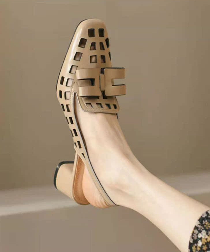 Classy Faux Leather Hollow Out Splicing Black Sandals