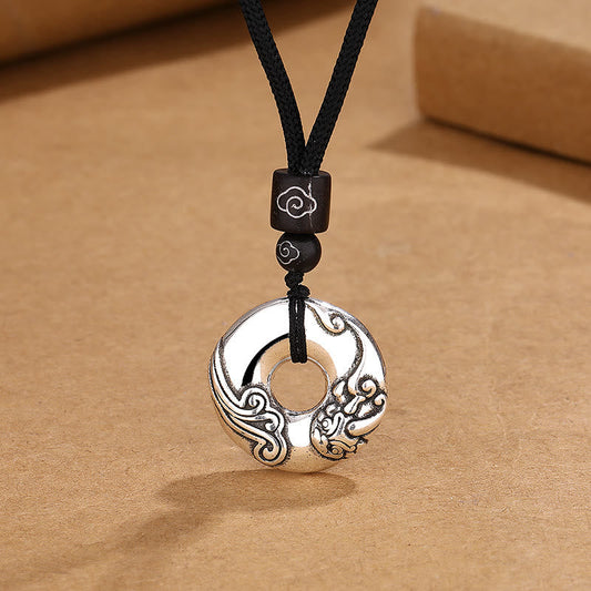Buddha Stones Pixiu Peace Buckle Copper Wealth Necklace Pendant