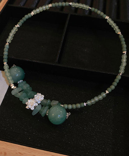 Green Alloy Gem Stone Zircon Beading Choker