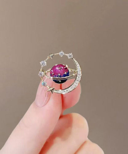 Blue Alloy Zircon Universe Planet Brooches