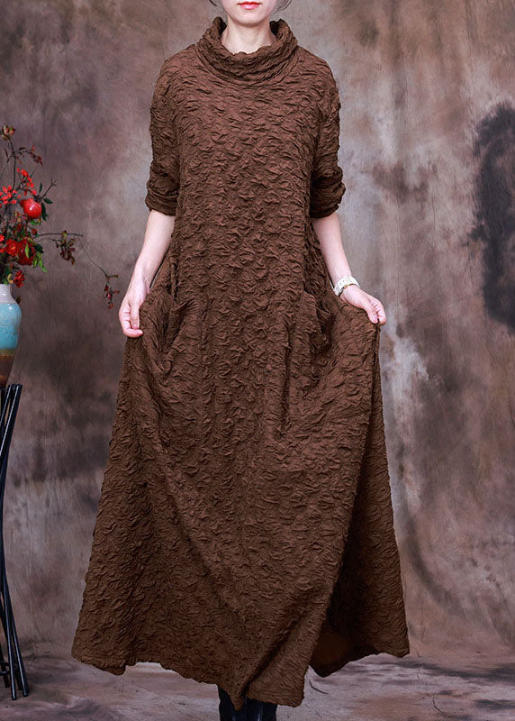 Chocolate Asymmetrical Long Dress Spring