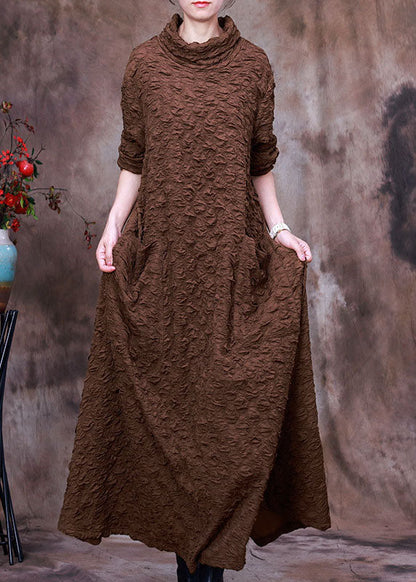 Chocolate Asymmetrical Long Dress Spring