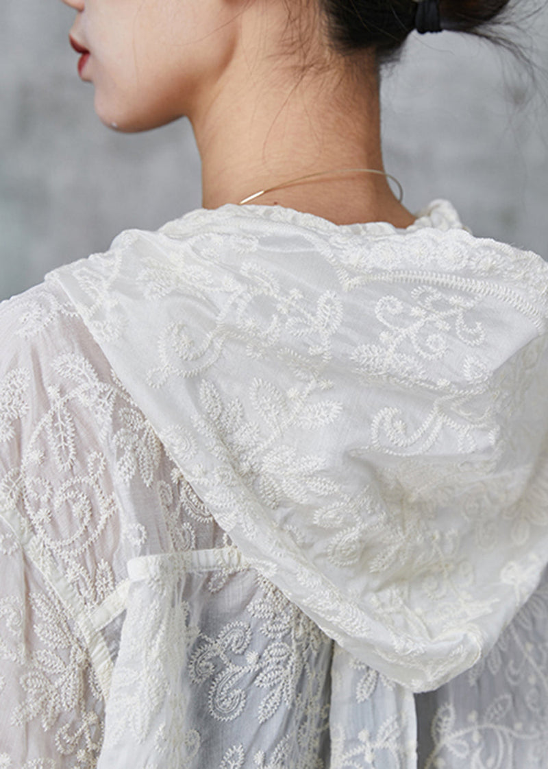 Stylish Beige Embroidered Lace Upf 50+ Coat Jacket Spring
