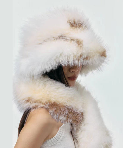 Thick Fuzzy Fur Fluffy Hat and Scarf Two Piece Set