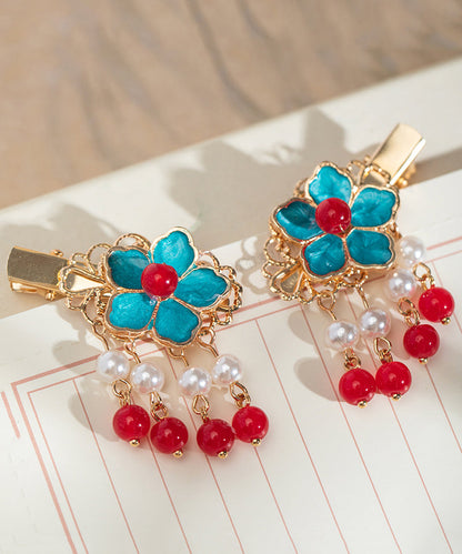 Multicolor Alloy Pearl Colored Glaze Tassel Hairpin