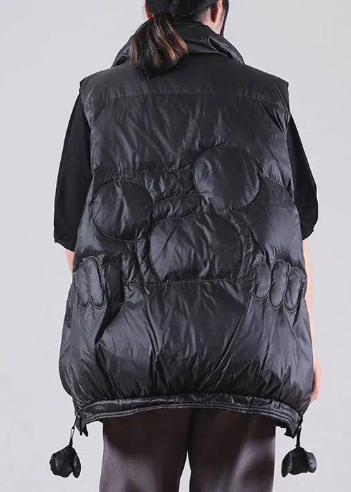 Black Zippered Duck Down Sleeveless Down Vest