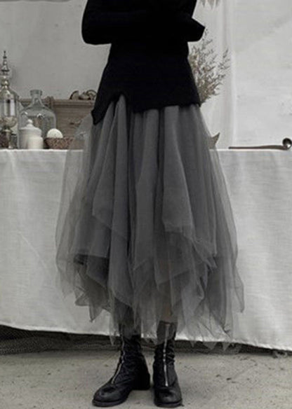 Grey Patchwork Tulle Skirts Spring