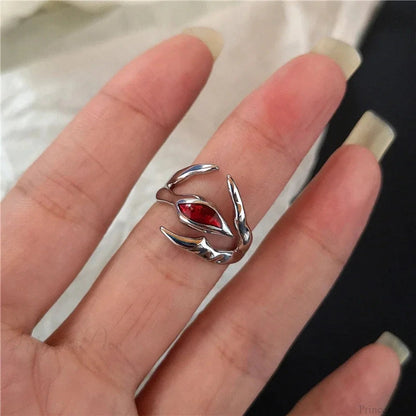 Dark Rebel Crimson Gem Cross Ring