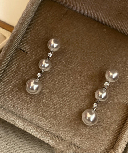 Light Zircon White Pearl Tassel Earrings