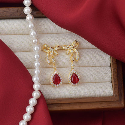 Festive Bow Drop Earrings