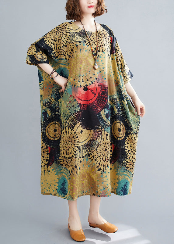 Loose O-neck Print Long Dresses Summer