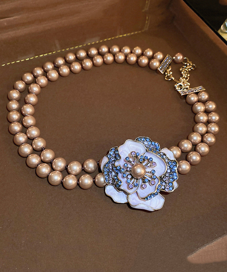 Fine Sterling Silver Alloy Pearl Zircon Pendant Necklace